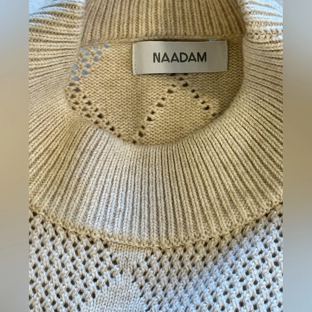NWT Sz S Naadam argyle print cream white knit crew neck sweater cashmere blend - Picture 3 of 8